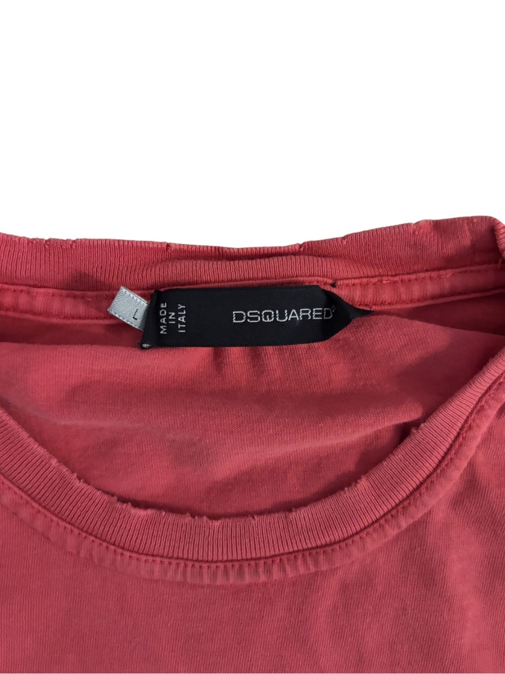 DSQUARED Y2K Coral-Red Logo Short Sleeve Crewneck Tee - Picture 3 of 4